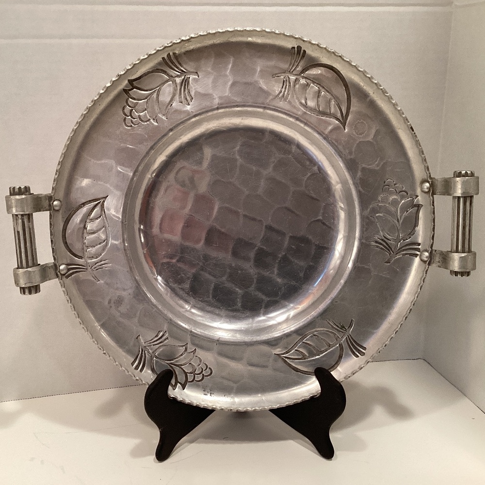 Buenilum Hand Wrought Aluminum Handled Serving Tray